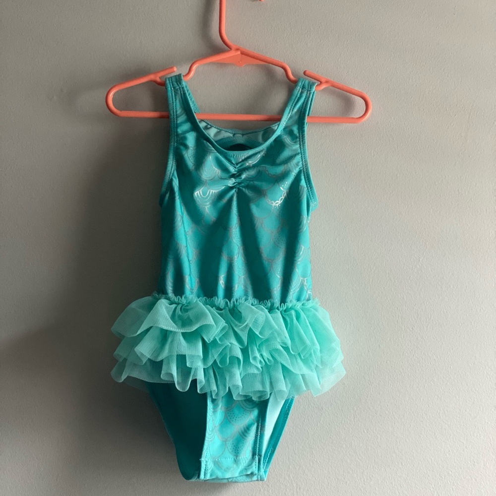 3T cat & Jack mermaid print ruffle one piece swimsuit